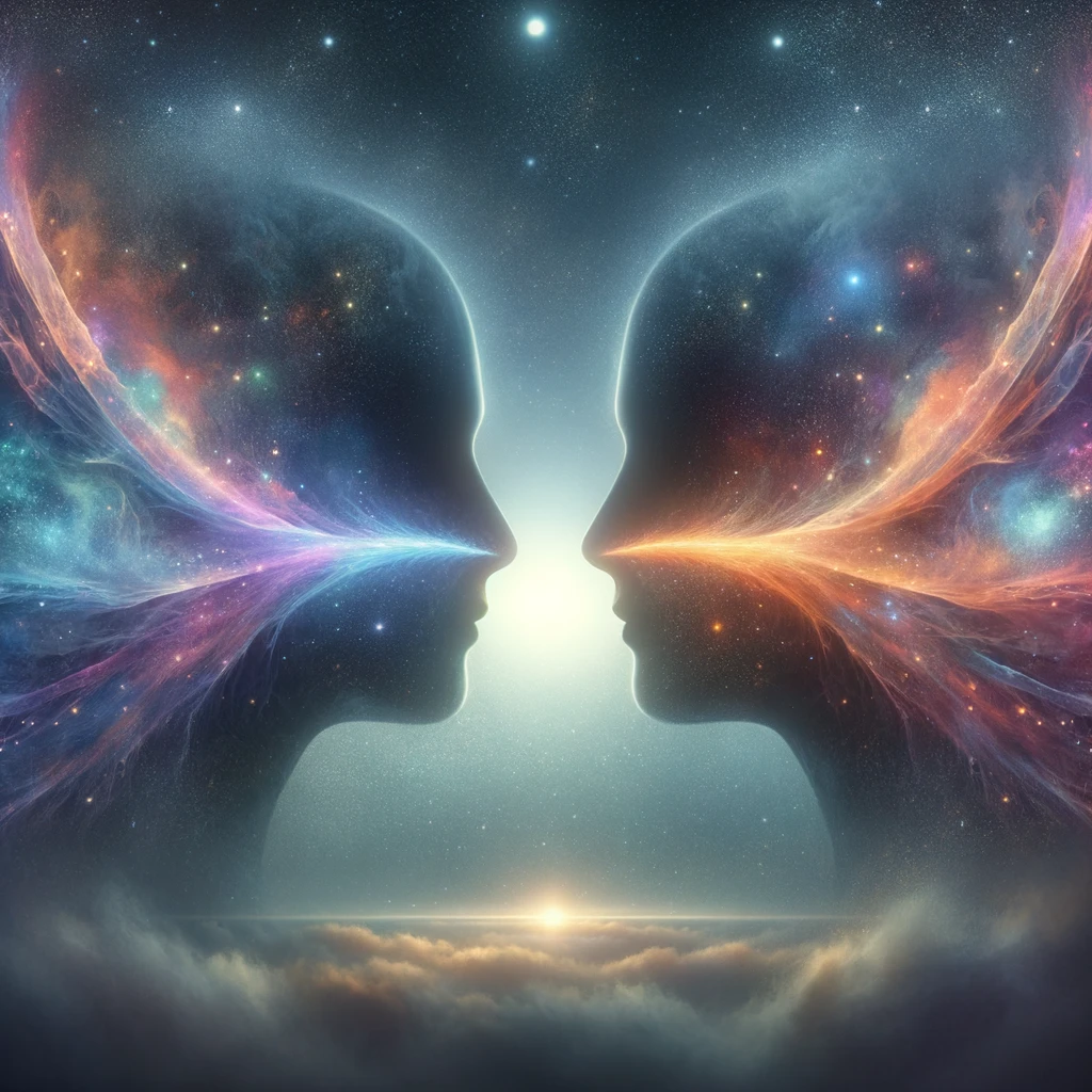 Surreal illustration of emotional connection transcending physical intimacy in relationships