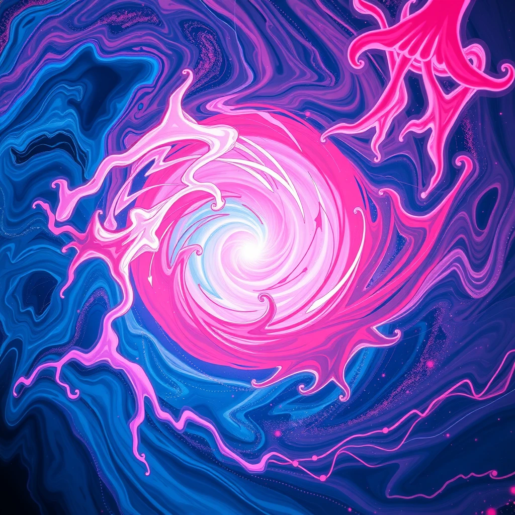 Abstract representation of masculine and feminine energies in harmonious balance