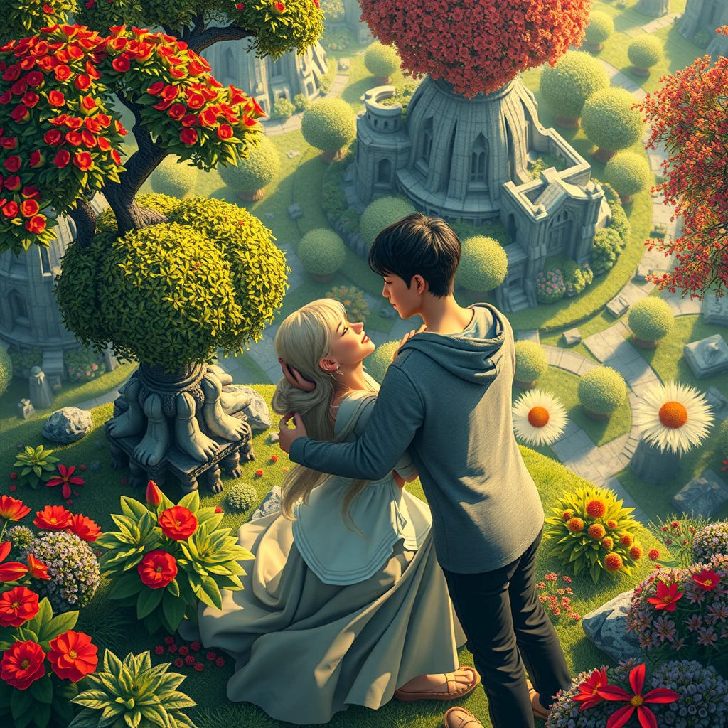 Illustration of a couple enjoying a nature walk, symbolizing unity and adventure.