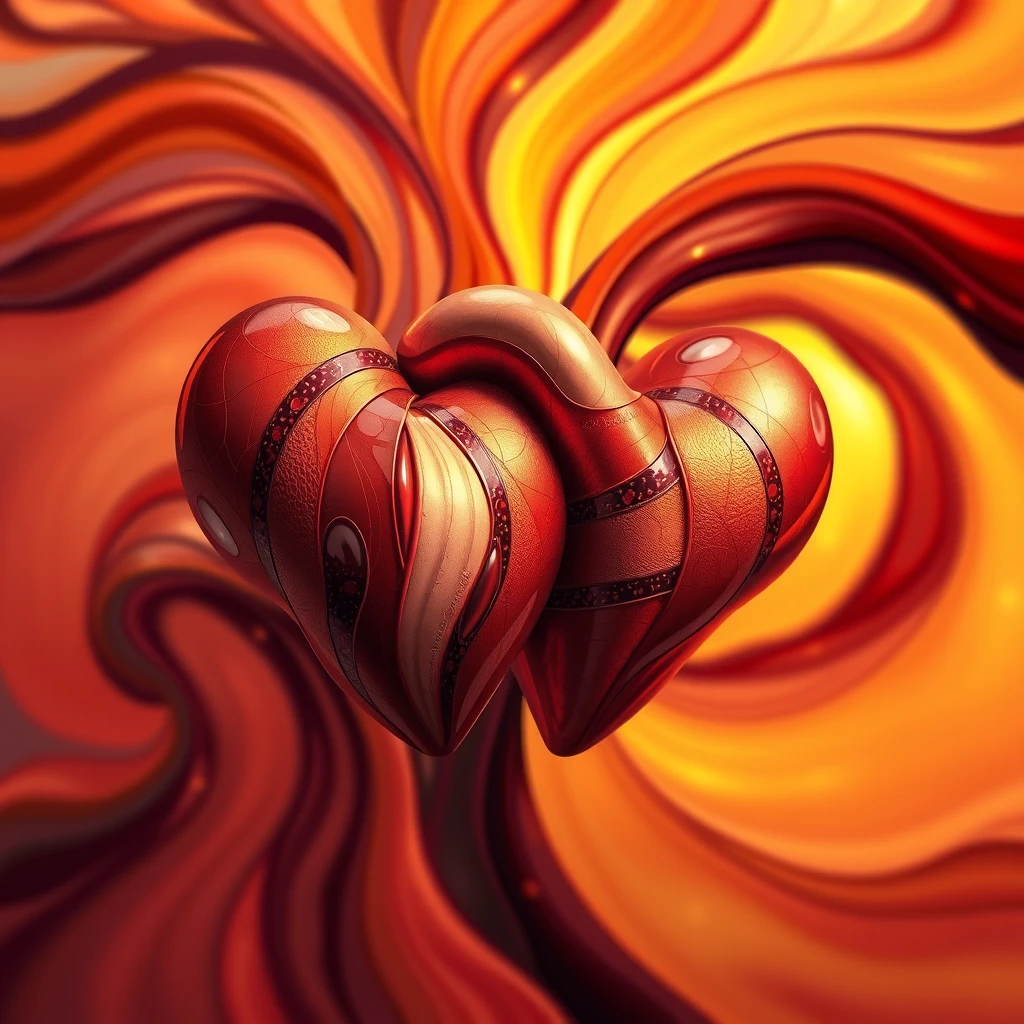 Abstract representation of love and connection in marriage, featuring intertwining hearts