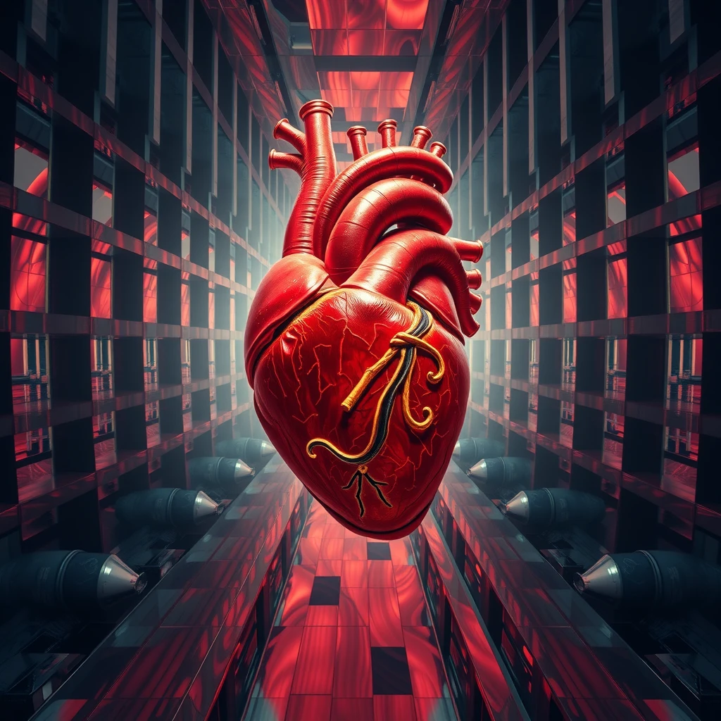 Surrealist illustration of a heart in a complex maze, symbolizing the confusion in player relationships