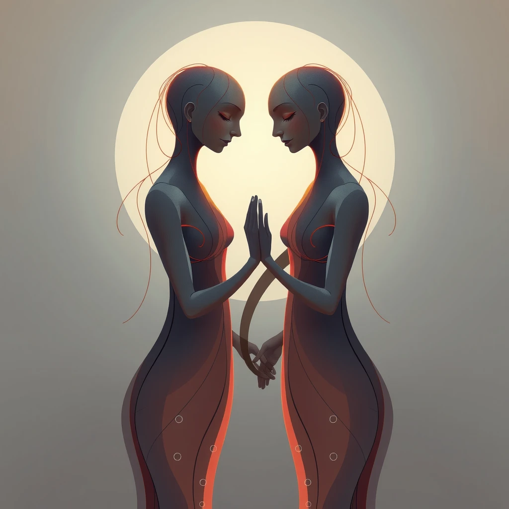 Abstract illustration of non-sexual physical touch fostering connection in relationships