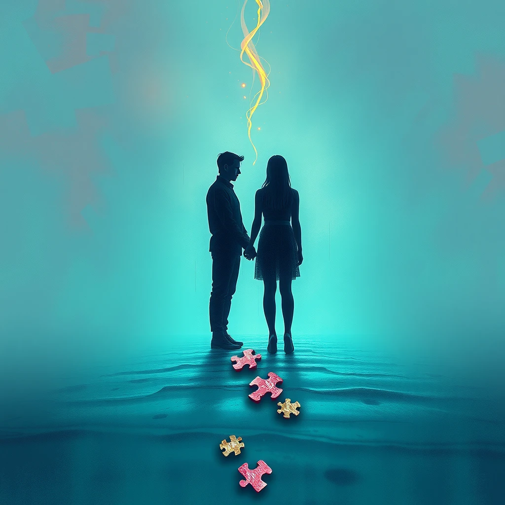 Symbolic representation of disconnection in a romantic relationship