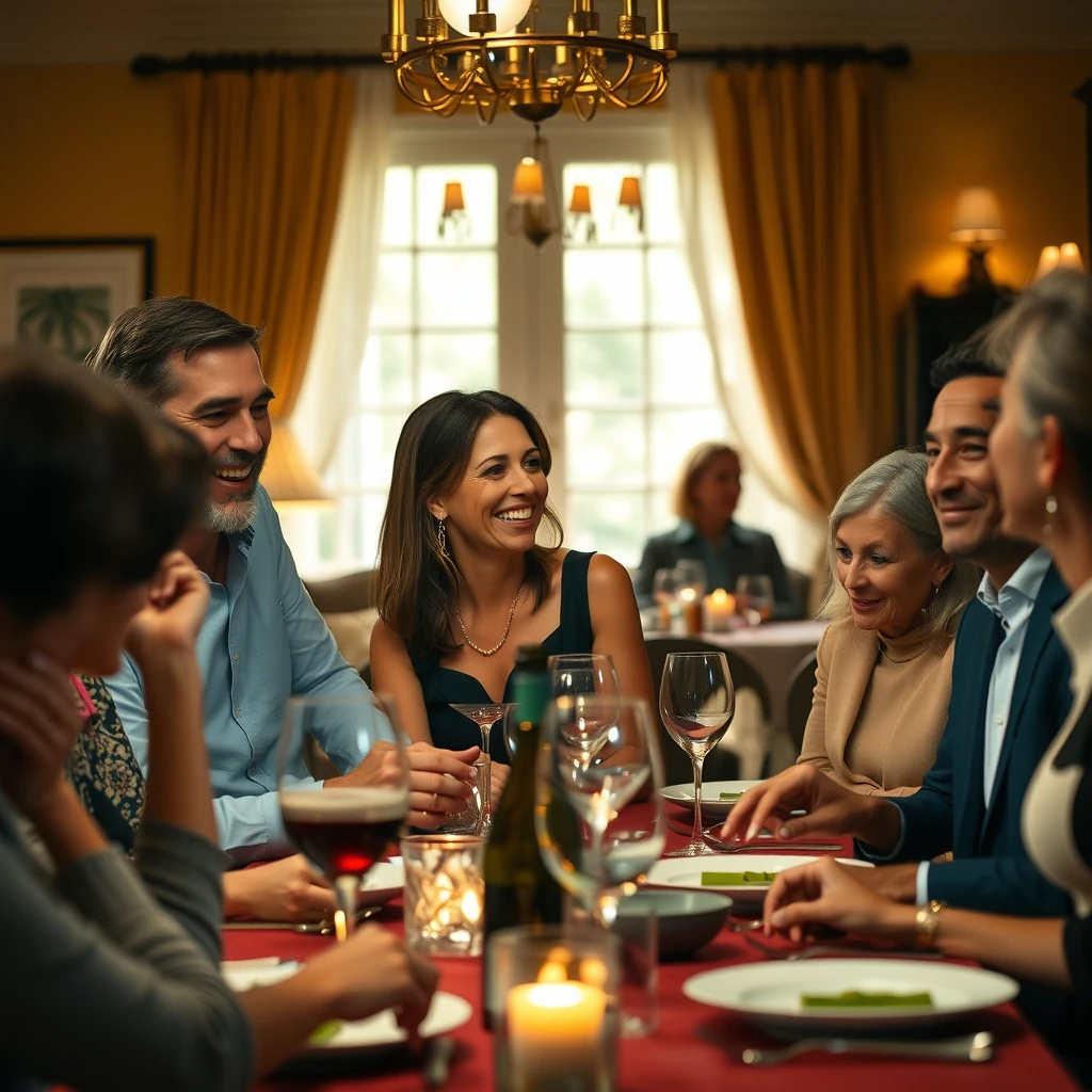 Diverse family gathering showing acceptance and support for age-gap relationship