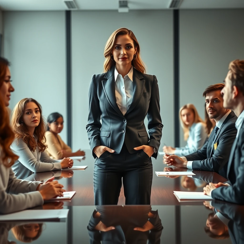 Professional woman demonstrating confident leadership in a modern corporate setting, symbolizing evolving partnership dynamics