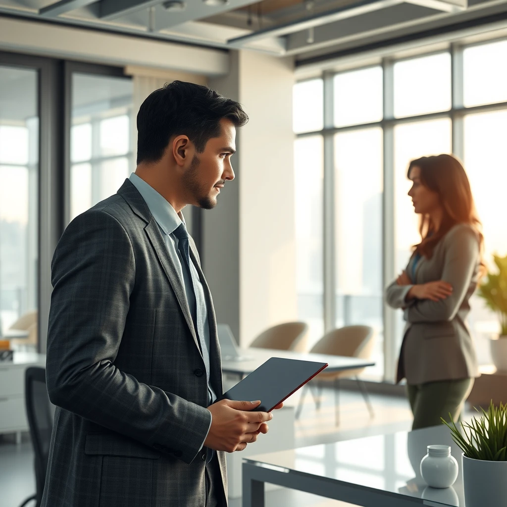 Professional workplace interaction showcasing appropriate communication and boundary-setting in an office environment