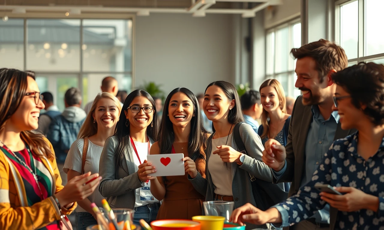 Interactive social gathering showing diverse individuals forming authentic connections through shared activities and interests