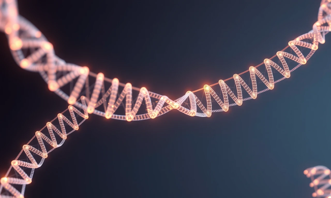 Abstract visualization illustrating the interweaving paths of long-term and short-term relationship dynamics through DNA-inspired structures