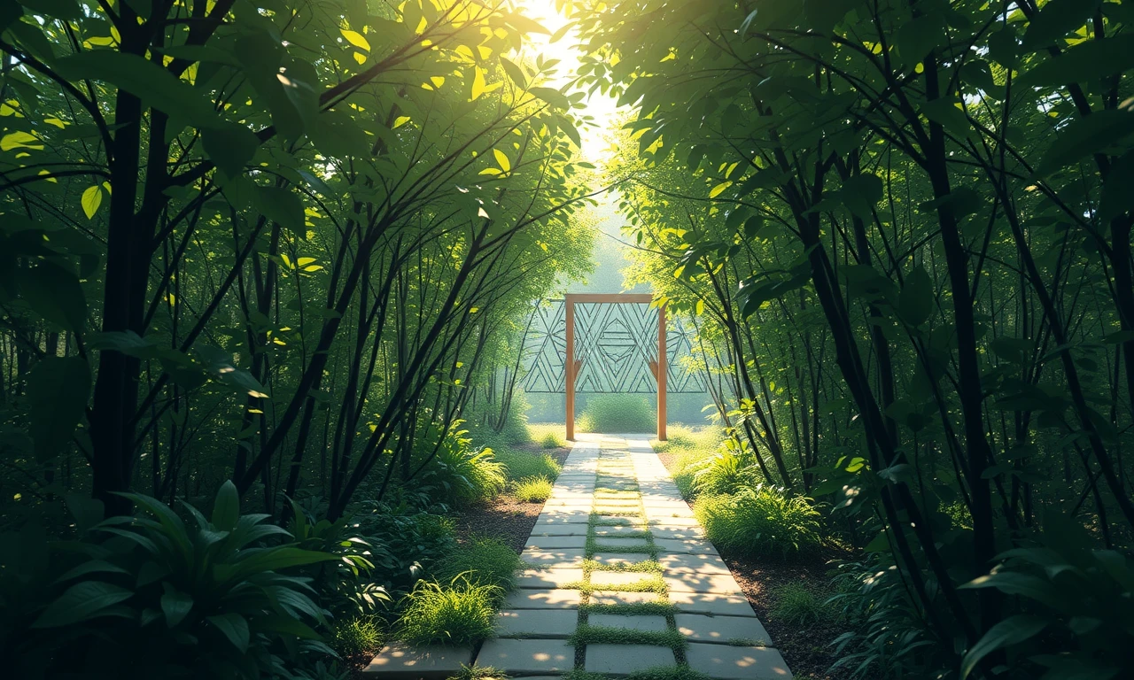 Nature-inspired pathway representing personal transformation and resilience building