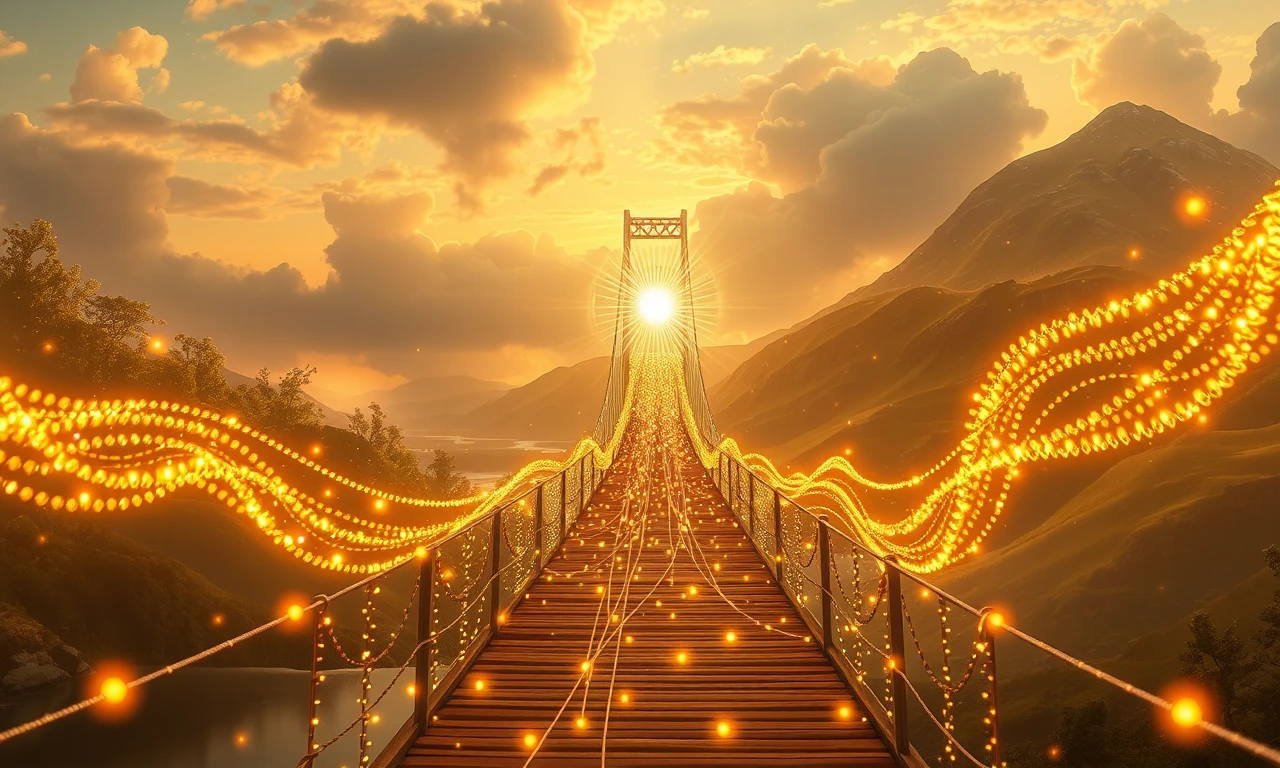 Symbolic bridge illustrating the harmonious connection between different ways of showing devotion through illuminated pathways