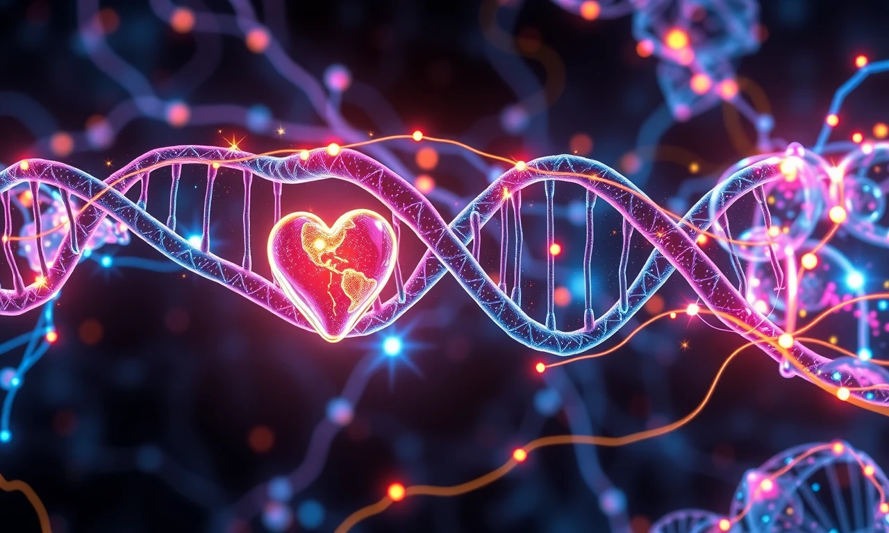 Scientific visualization of relationship neurobiology, featuring neural pathways and biochemical bonds that form during mindful relationship development