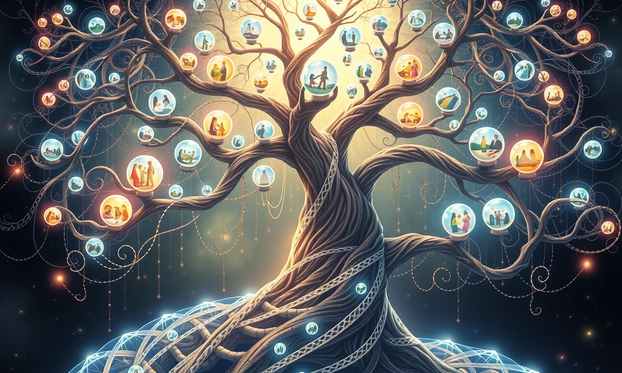 Ethereal tree illustration symbolizing life choices and personal growth milestones