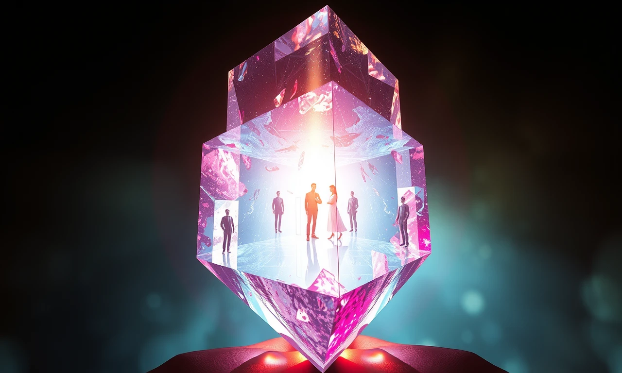 Symbolic visualization of human emotional barriers through crystal prism metaphor