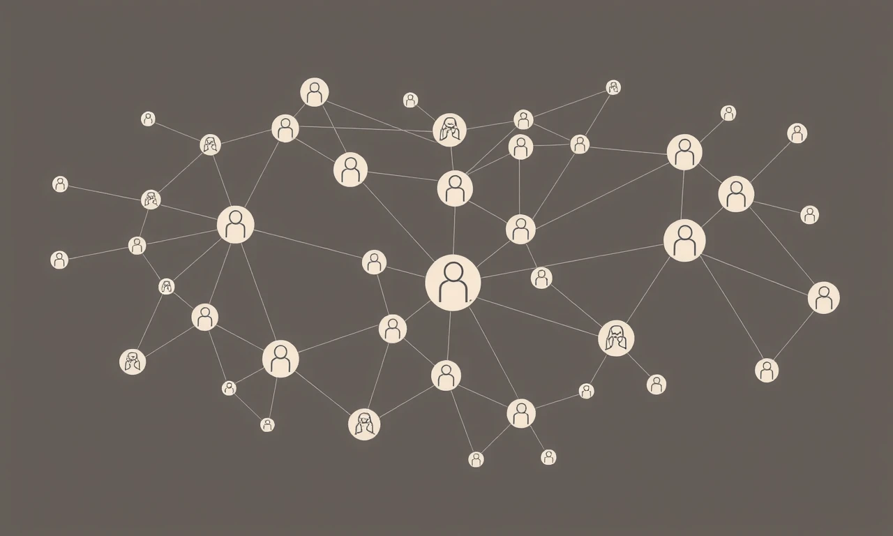 Modern infographic illustrating the interconnected networks and channels for facilitating meaningful introductions between potential partners