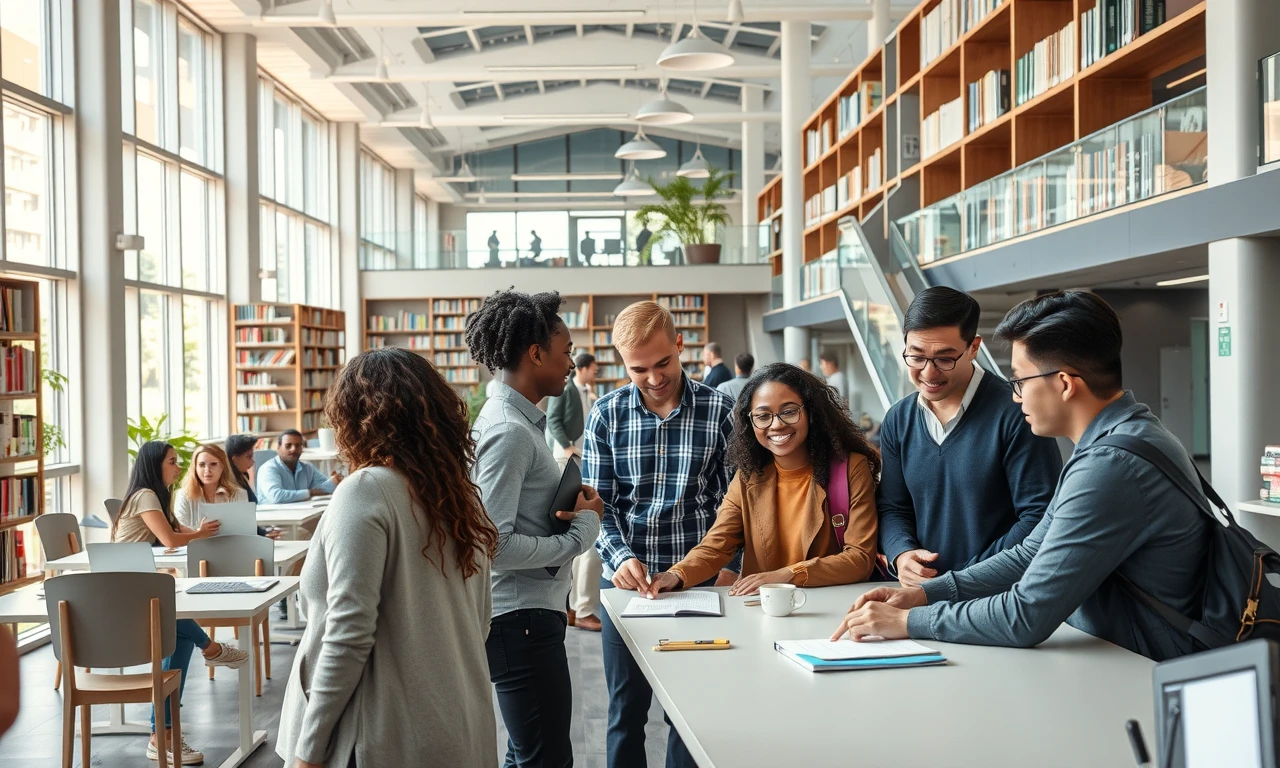 Students engaging in purposeful academic interactions across diverse campus settings, demonstrating natural opportunities for intellectual connections