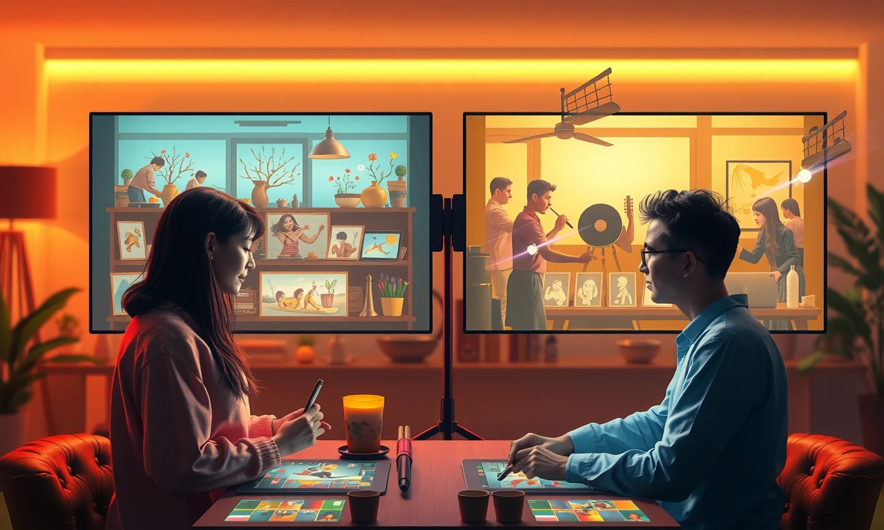 Multiple interactive scenarios showing creative virtual activities, emphasizing connection and shared experiences