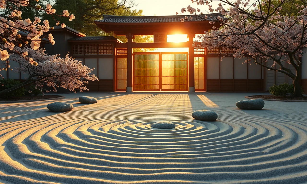 Tranquil zen garden illustration symbolizing the journey of inner peace and personal restoration