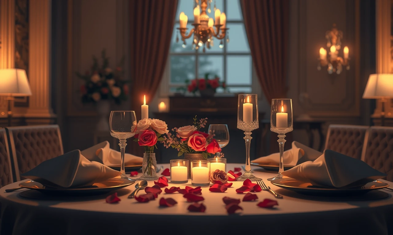 Sophisticated candlelit dining setup showcasing romantic ambiance and thoughtful details