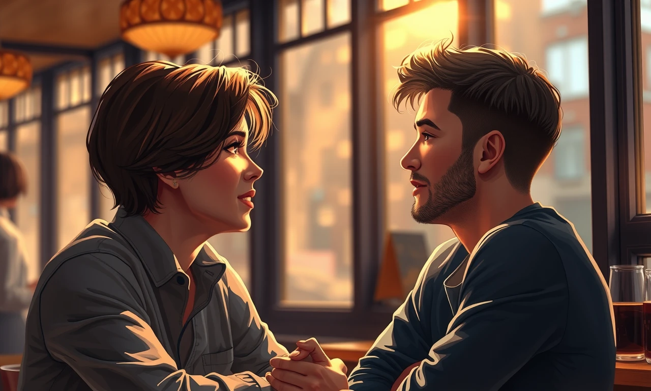 Authentic moment of deep conversation between two individuals in an intimate café setting