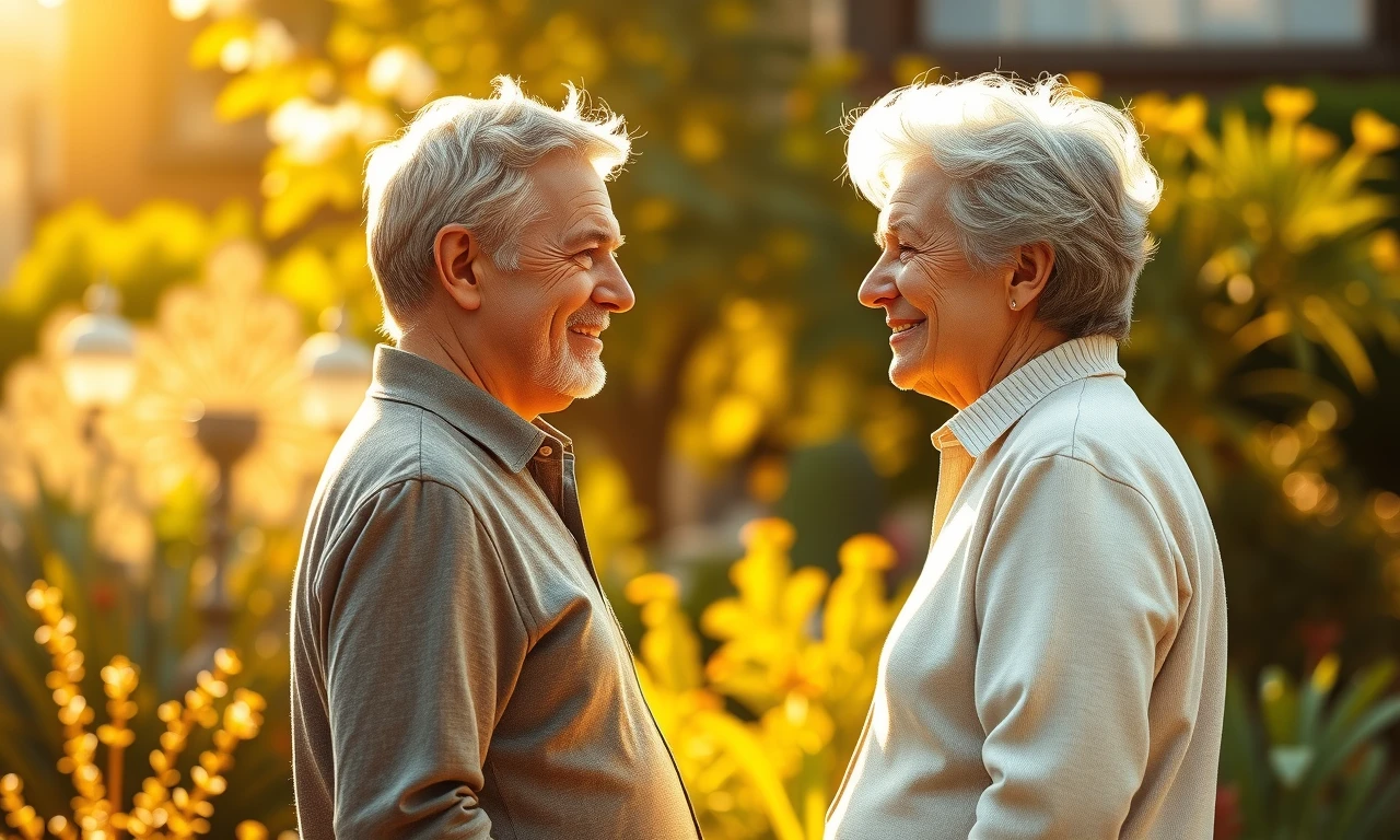 Couple exhibiting emotional maturity and authentic connection through meaningful dialogue in a peaceful garden setting