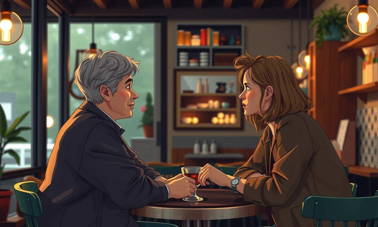 Two people having a heartfelt conversation in a cafe, demonstrating open communication