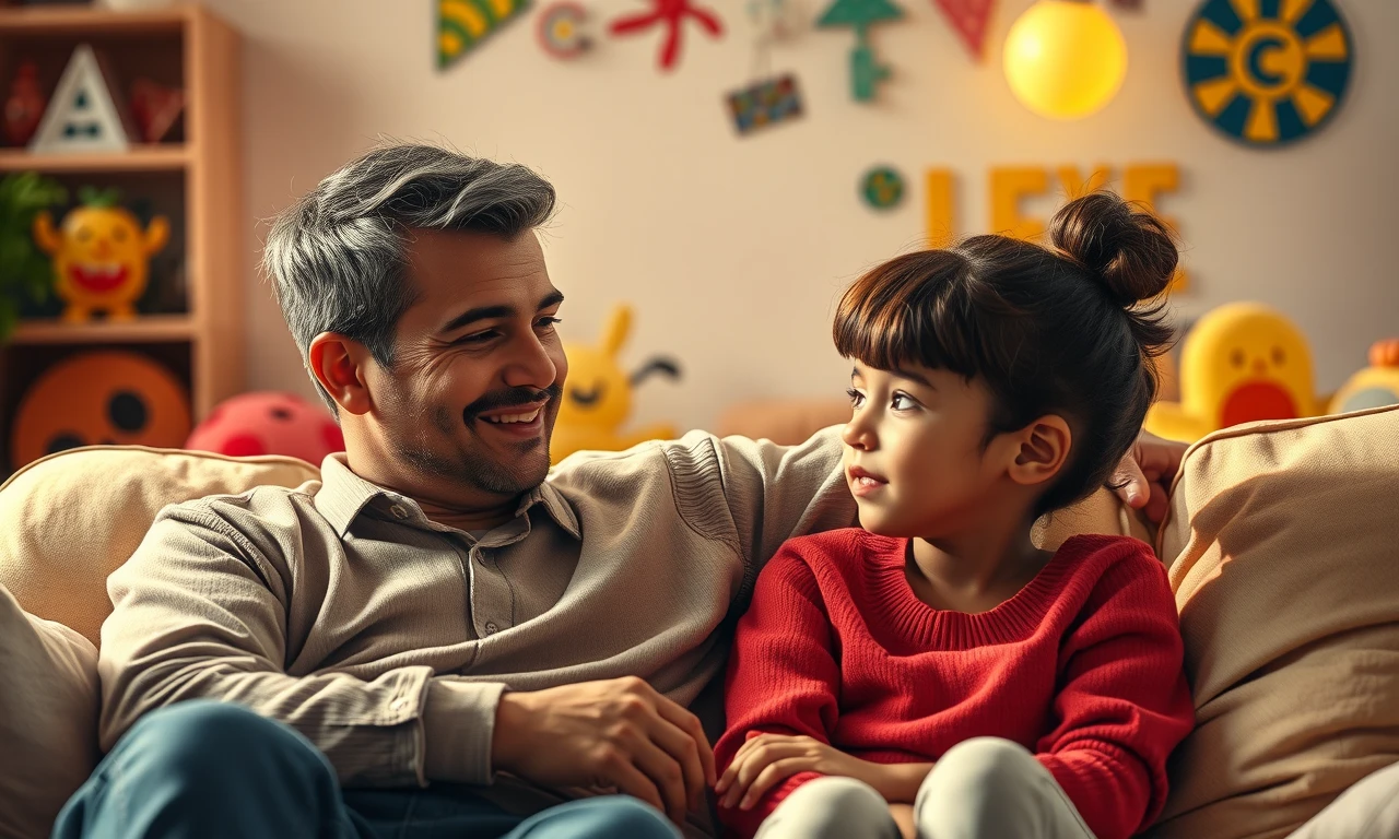 Parent and child having an open, supportive conversation about family changes