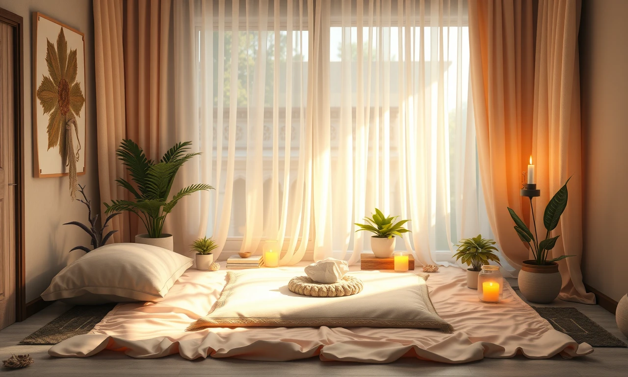 Serene sacred space in a bedroom corner for daily practice