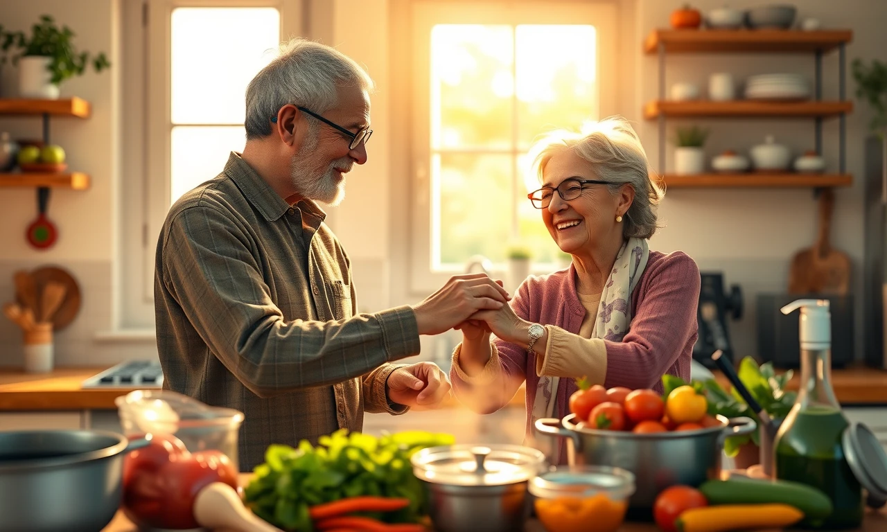 Mature couple cooking together, showcasing intimacy and shared experiences in long-term relationships