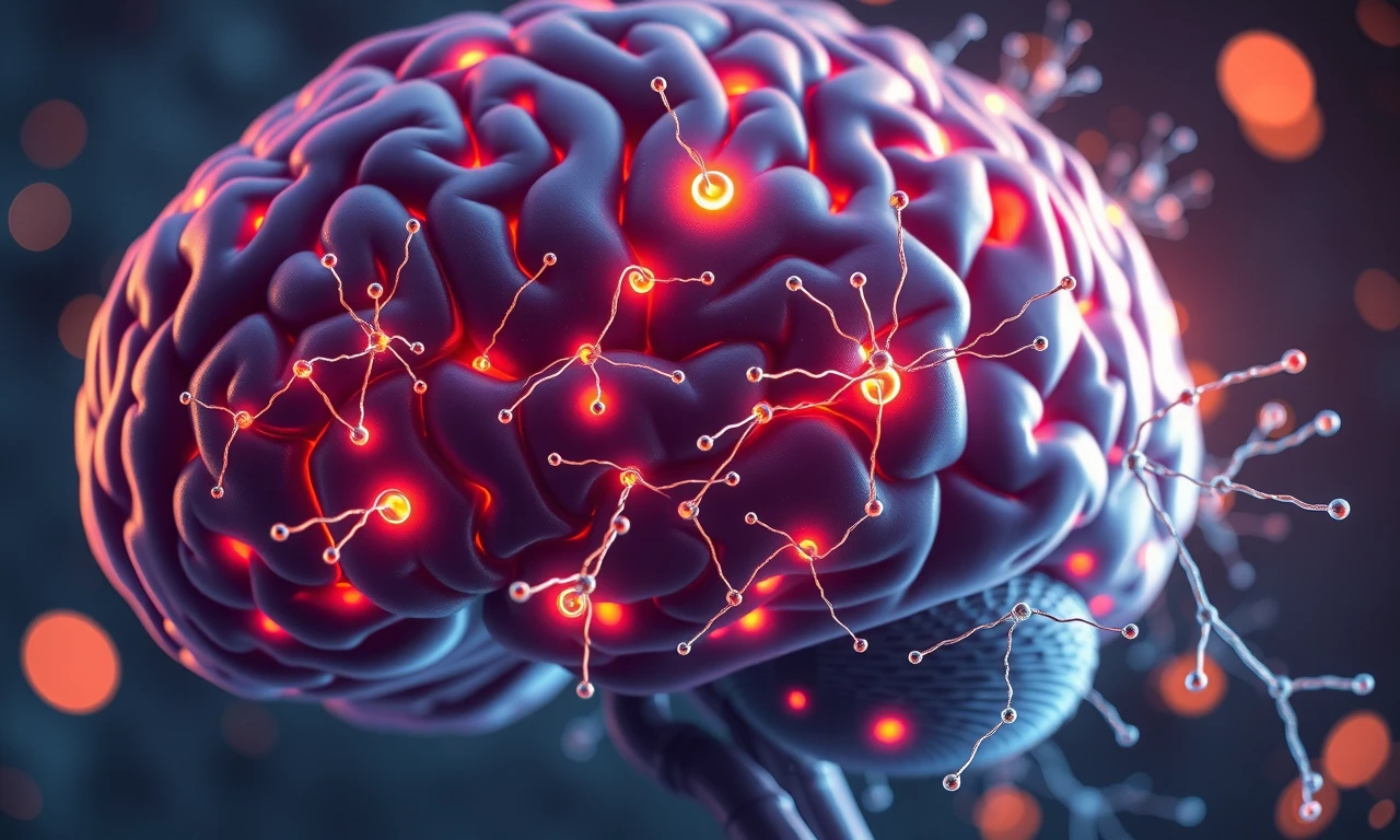 Surrealist illustration of a human brain with glowing regions representing bonding-associated areas and flowing neurotransmitters