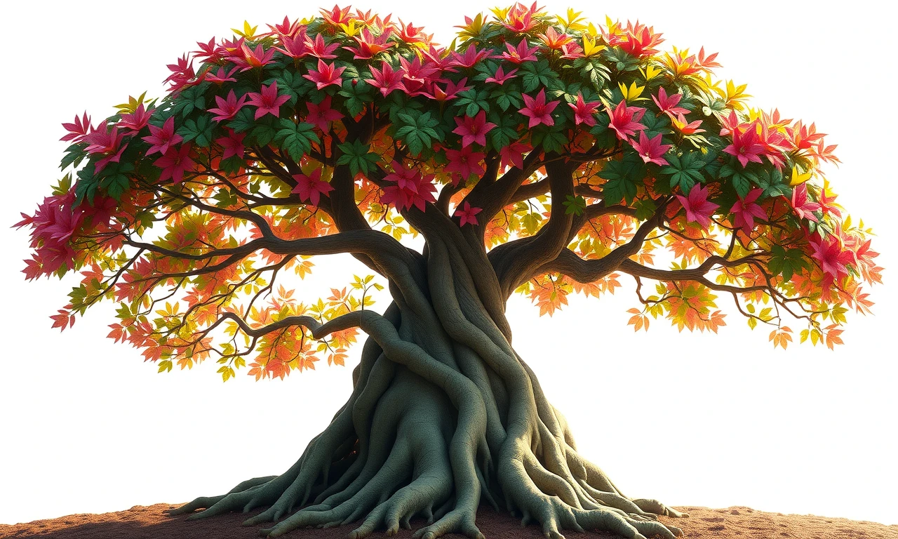 Symbolic illustration of mutual growth in relationships through intertwined trees