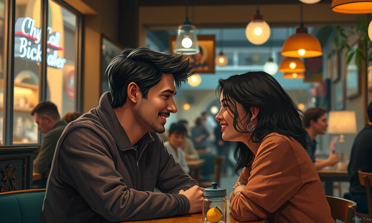 Couple engaged in intimate conversation at a cafe, symbolizing open communication in dating