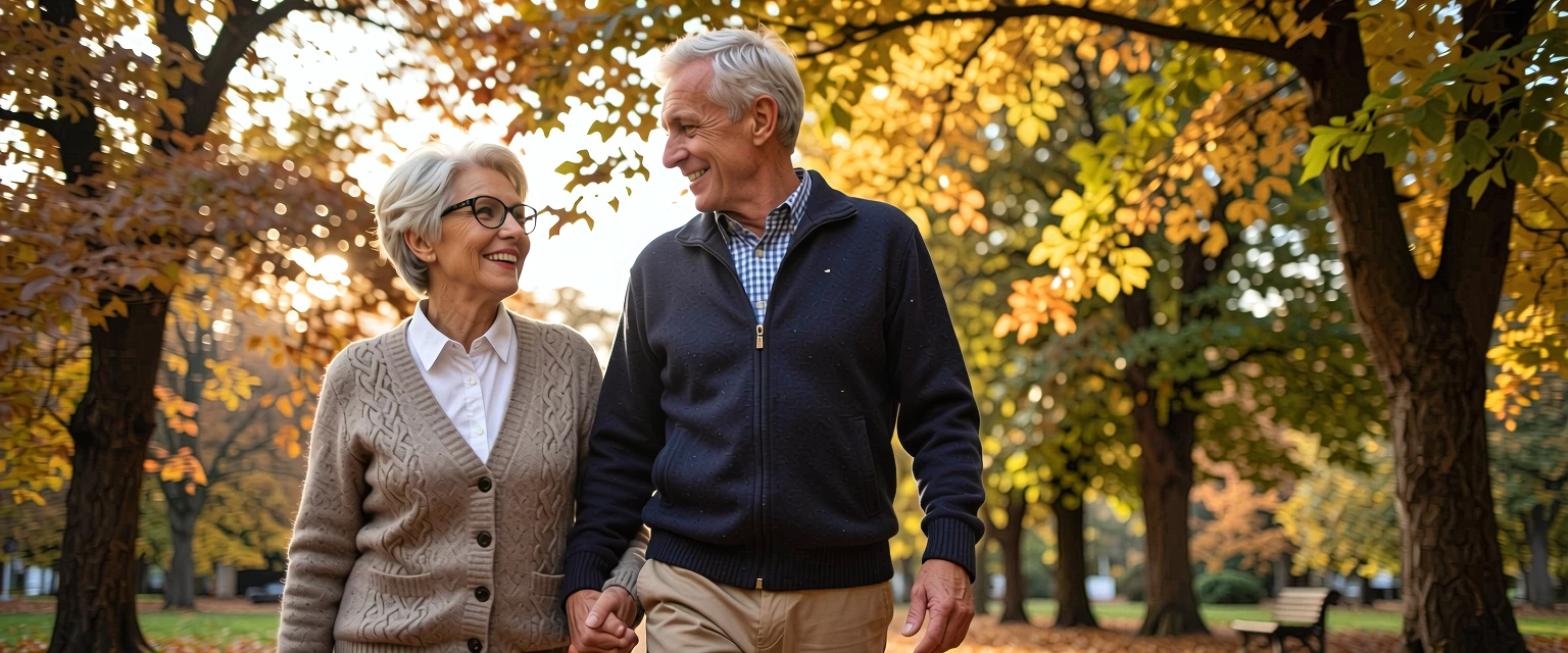 Happy senior couple enjoying companionship outdoors
