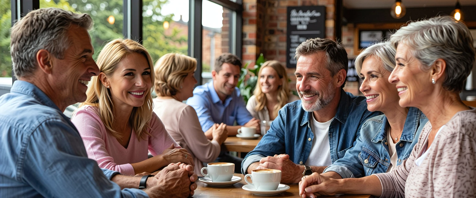 Diverse group of divorcees finding connection