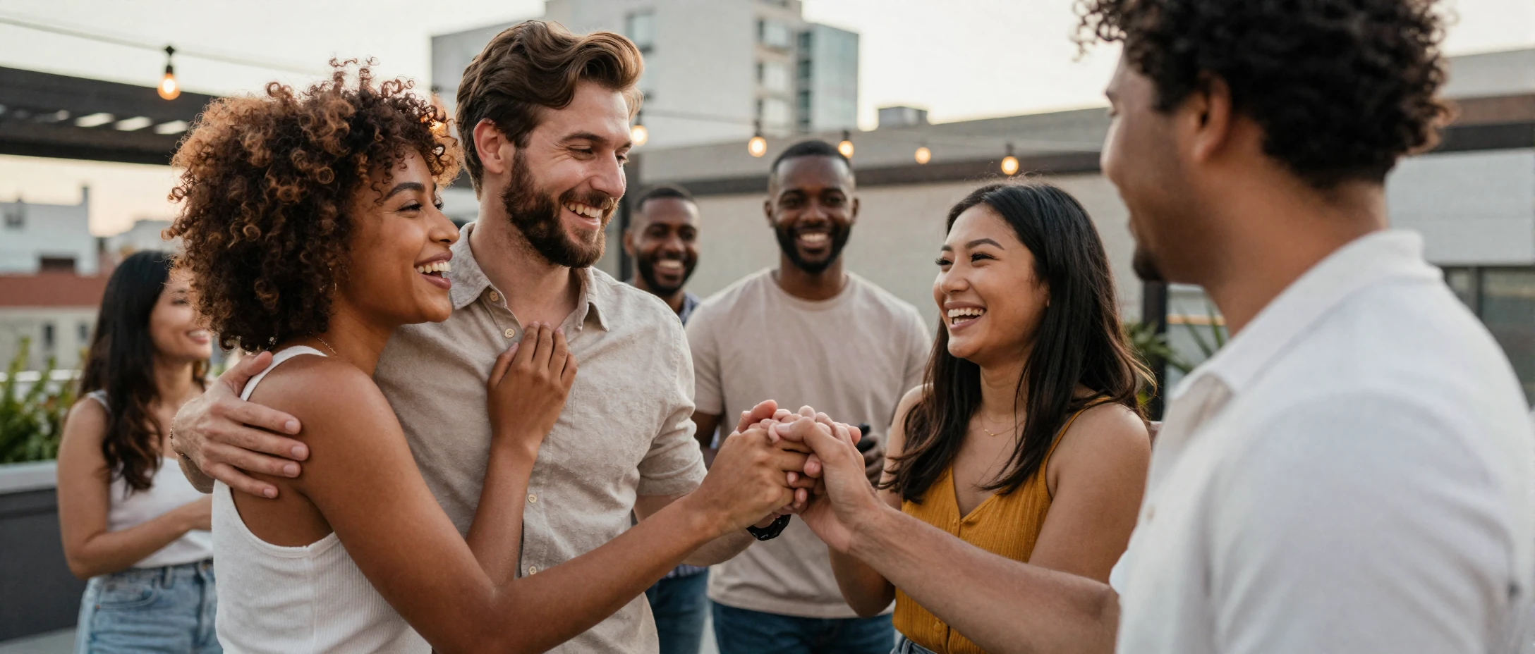 Diverse couples celebrating love together